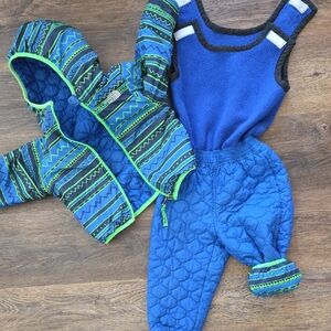 The North Face Kids Blue and Green Jacket & Pants Set